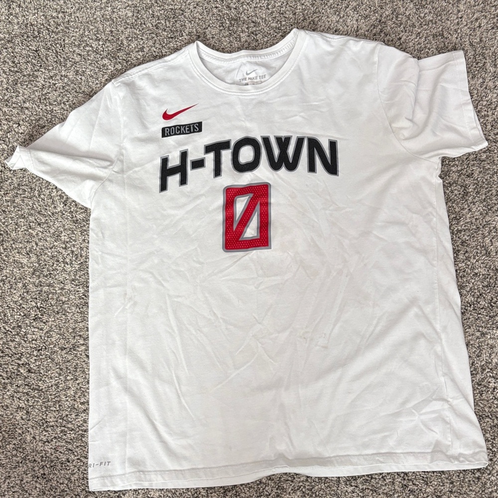 Nike White H-Town Rockets Tee with Red & Black Accents